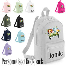 Personalised Kids Backpack Name Safari Lion Zebra Boys Girls School Bag Rucksack