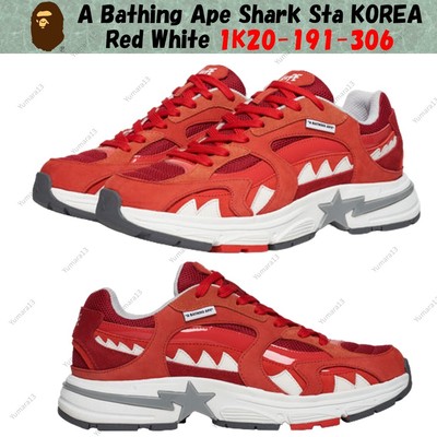 A Bathing Ape Shark Sta KOREA Rot Weiß 1K20-191-306 Herren Gr.