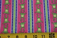 By 1/2 Yd, Frogs Stripes on Pink Purple & Lime Cotton, Oakhurst/Signature, N4251