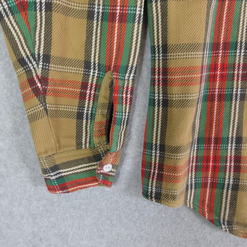 Big Mac Flannel Shirt Mens Large Tall Beige Tartan Plaid Vintage Button Up - Picture 3 of 8