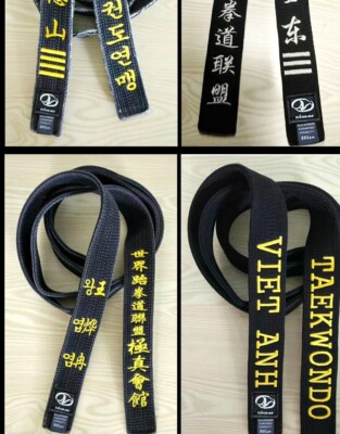 Professional Martial Arts Black Belt Embroidered Custom Belt Karate Taekwondo