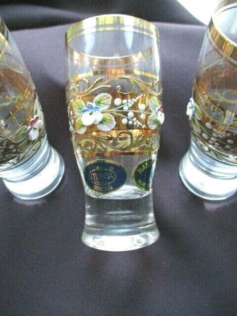 6 MIREA BOHEMIA CRYSTAL FLAT WINE GLASSES HAND MADE PATE 6 MIREA BOHEMIA CRYSTAL FLAT WINE GLASSES HAND MADE PATE