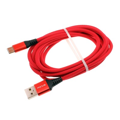 Type-C Red 6ft USB-C Cable Charger Cord Power Wire Long Braided for Cell Phones