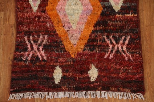 Thick-Plush Modern Moroccan Berber Rug Geometric Hand-knotted Runner Rug 3'x13' - Picture 5 of 12