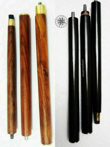 Vintage Black & Brown 3 Fold Wooden Walking Stick Cane Lot Of 2(Stick Only) Gift - Picture 1 of 8