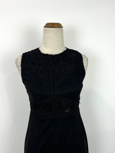 Forever New Womens Dress S Black Lace Suede Pencil Occasion Formal Gothic Witchy - Picture 2 of 10