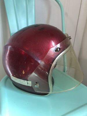 Vintage Lear Siegler Red Metallic Flake Motorcycle Helmet | eBay