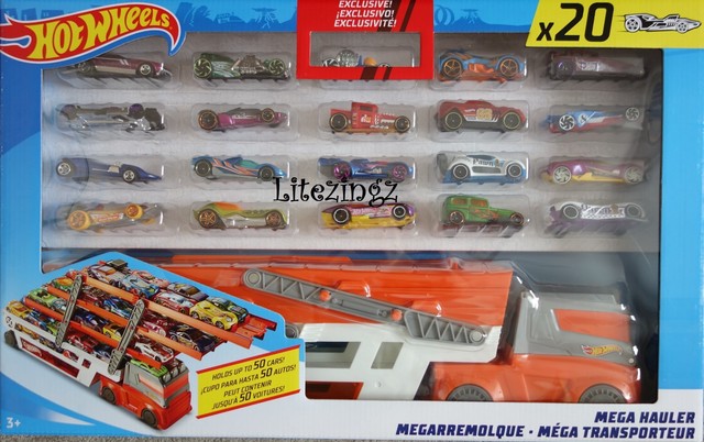 hot wheels mega hauler with 20 vehicles