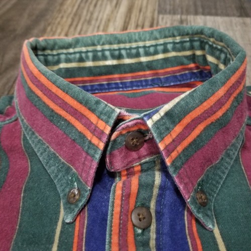 Woolrich Shirt Mens Large Long Multicolor Vertical Stripe Button Up Long Sleeve - Picture 9 of 12