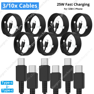 25W PD USB-C To USB-C Cable Fast Charger Cord Lot For Samsung Note 20 S24 S10 S9