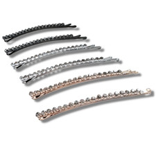 Mia Long Curved Rhinestone Bobby Pins Hair Accessories  Clear Stones 2pc set