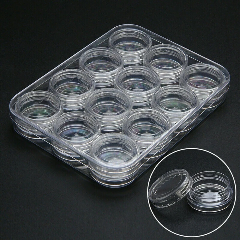 12pcs Mini Plastic Jewelry Beads Container Case Round Small Items Storage Box - Image 2 of 4