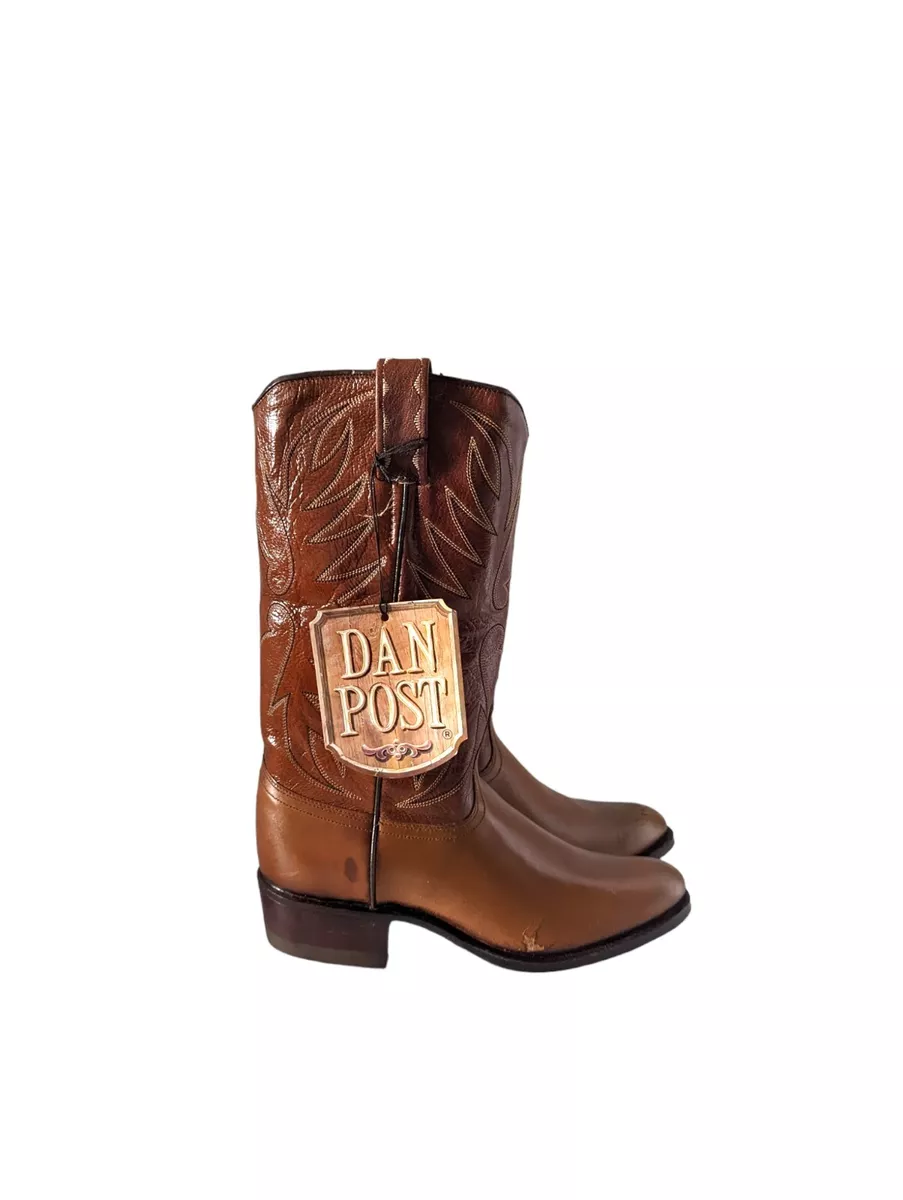 Vintage Kids Dan Post New Old Stock Brown Leather Cowboy Western