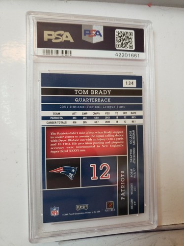 '02 PLAYOFF ABSOLUTE MEMORABILIA #134 TOM BRADY 'PATS' PSA 5. - Picture 2 of 2