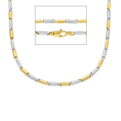 18K YELLOW WHITE GOLD CHAIN NECKLACE ROUNDED