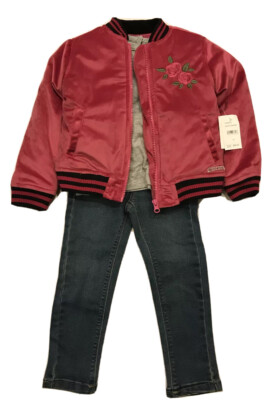 NWT Hudson Jeans Girls 3 Piece Set Size 4T-Jacket, Short Sleeve, and Jeans