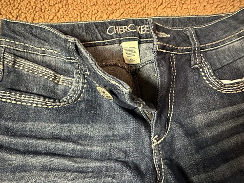 Cherokee Girls'Bermuda Jean Shorts Sz XL (Blue w BLING & Embroidery) - Picture 12 of 15