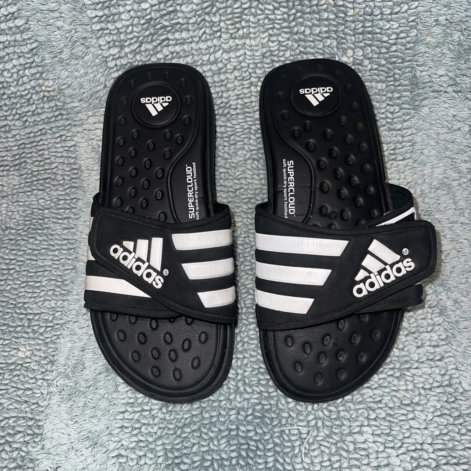 Adidas Supercloud sandali neri slide uomo taglia 7 morbidi asciugatura rapida comodi