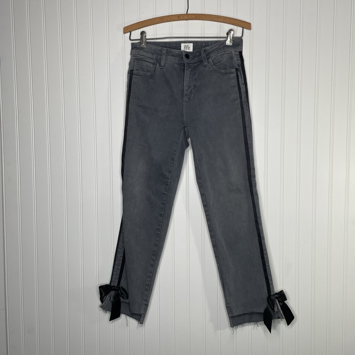 Wash Lab Gray Slim Wide-Leg Crop Bow Accent Jeans 26 | eBay