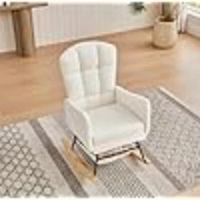 Rocking Chair Nursery,Modern Accent Rocking Chair,Upholstered Nursery Rocker