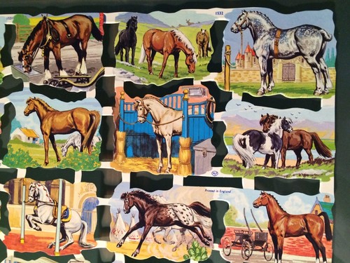 De colección chatarra/artesanal papel colorido troquelado caballos varias razas MLP 153 sin cortar - Imagen 5 de 6