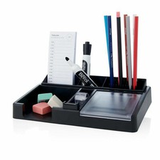 Desktop Tray Desk Tidy Office School Worktop Storage Organiser Pen Holder Black