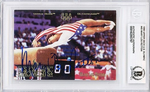 1996 -MARY LOU RETTON-Beckett BAS Signed/Autograph/Auto Upper Deck Olympics Card