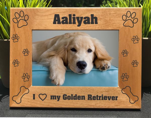 golden retriever picture frame