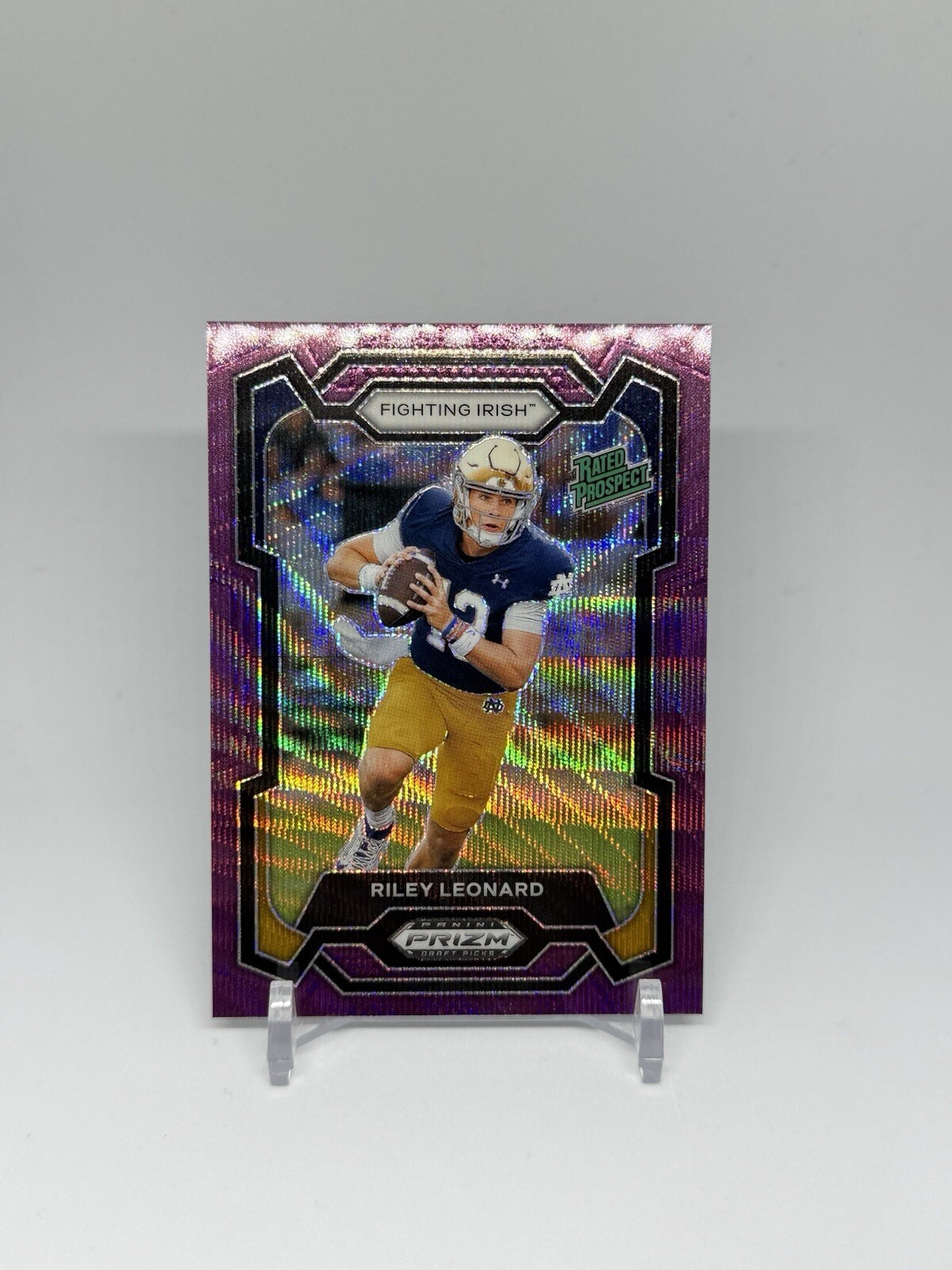 2024 Panini Prizm Draft Riley Leonard Rated Prospect #106 Purple Wave SP
