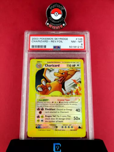 ✨ SKYRIDGE CHARIZARD✨ | Crystal Reverse Holo  | Secret Rare 146/144 | PSA 8 | NM