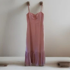 Women’s Dress Pink Chiffon Sweetheart Neckline Ruffle Hem Flapper Girl HOCO