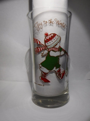 Vintage American Greetings  HOLLY HOBBIE Joy to World Christmas Glass