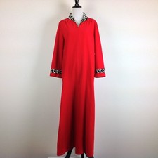 Vintage Vanity Fair Robe Women 12 Red Animal Print Accent Hand Pockets