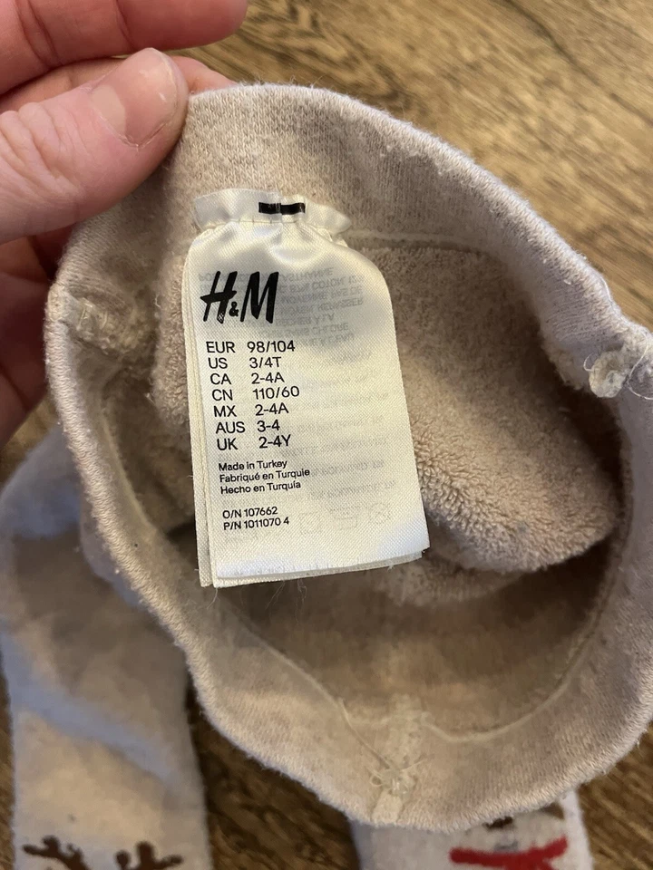 Meia-calça quente Natal renas lã grossa tamanho infantil 3/4 - Imagem 3 de 4