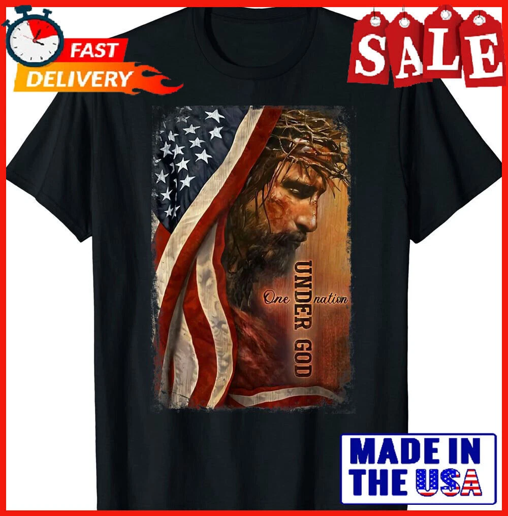 2025 Patriotic Christian American Flag One Nation Under God Unisex T-Shirt
