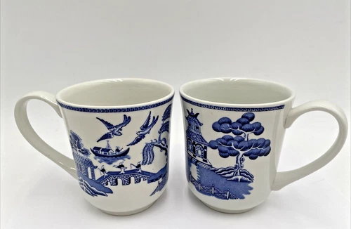 Johnson Brothers Blue Willow Coffee Tea Mugs Made In England Marked Set of 6 EUC
