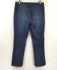 Bandolino Mandie Midrise Distressed Straight Stretch Denim Jeans Petite Size 10P