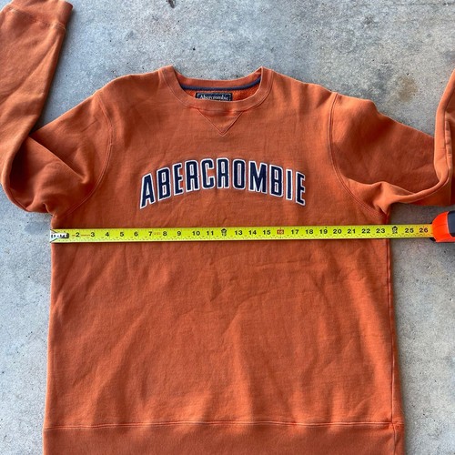 Vtg Abercrombie & fitch spellout crewneck sweatshirt orange embroidered LG - Picture 6 of 9