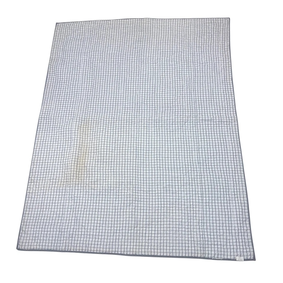 Pottery Barn Kids Boys Sports Patchwork Quilt Bed Blanket FLAW Blue Twin 68x86 - Image 3 of 4