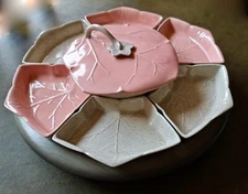 VintageMCM California Pottery Pink and Gray Serving Dis Lazy Susan Princeton 500