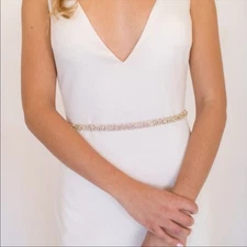 UNTAMED PETALS June Crystal Rhinestone Bridal Wedding Sash Belt