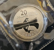 2011 $20 Dollars Silver Commemorative Proof Coin Canada Canoe (in mint sleeve) 