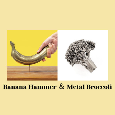 Metal Banana Hammer DX Bronze Broccoli Stainless Steel Paperweight Fake Fruits