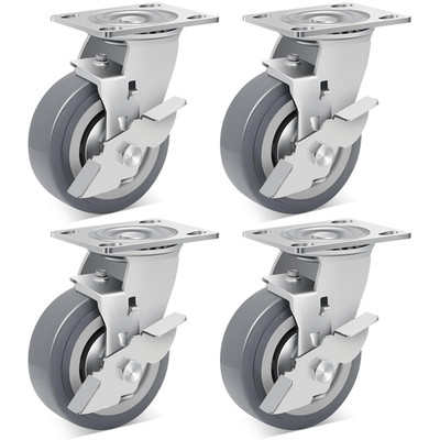 Nefish 5 Inch Heavy Duty Casters Wheels, Industrial Grade Thermoplastic grey