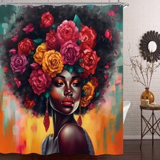 African American Shower Curtain Black Girl Shower Curtain for Bathroom Set Bl...