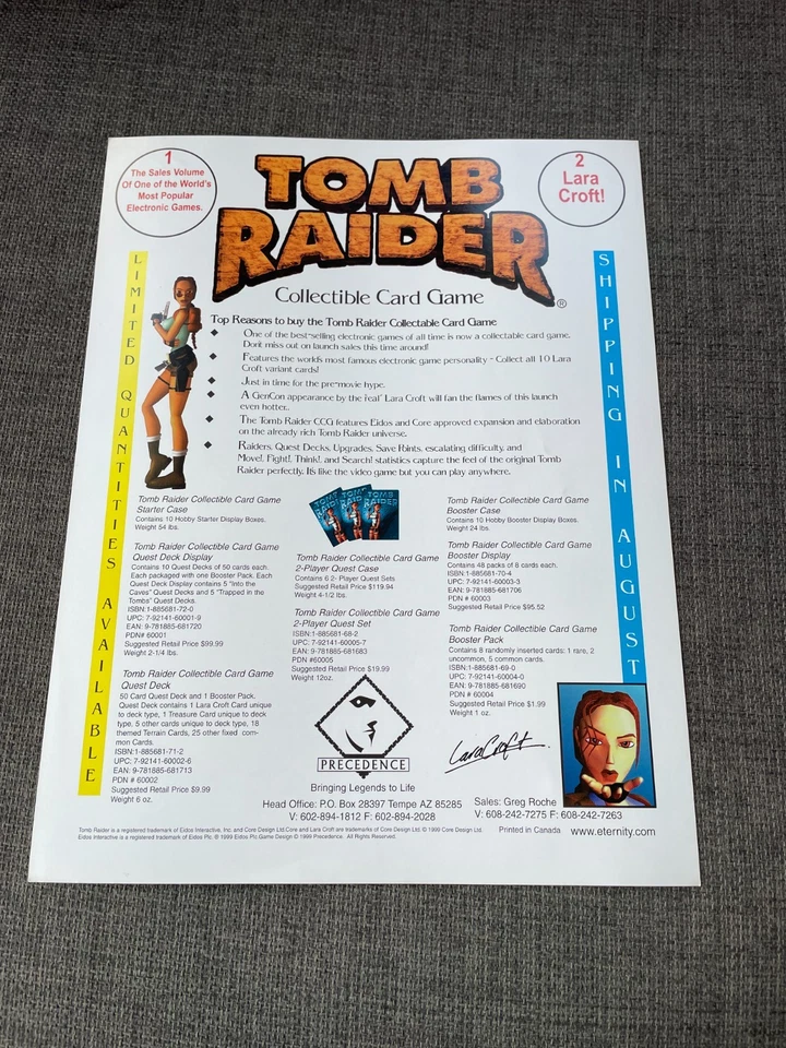 Tomb Raider - Eidos - Original  A4 Flyer / Sell Sheet /Poster - Image 2 of 2