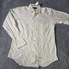 Enro Mens 15.5 x 33 Dress Shirt Cream Vintage Pin-Point Oxford Union Made USA