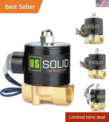 3/8'' Brass Electric Solenoid Valve - 12V DC, VITON Gasket, Direct Acting, Nor...