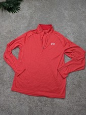 Under Armour Pullover Mens Large Salmon Red 1/4 Zip Long Sleeve Training Top