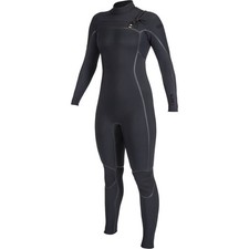 O'Neill Women's Hyperfreak Fire 4/3mm Chest Zip Full Wetsuit - Black/Black